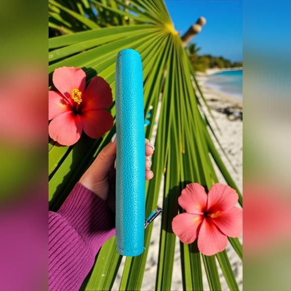 Michael Kors Cassie Trifold Tile Blue Wallet (New) - Picture 7 of 10